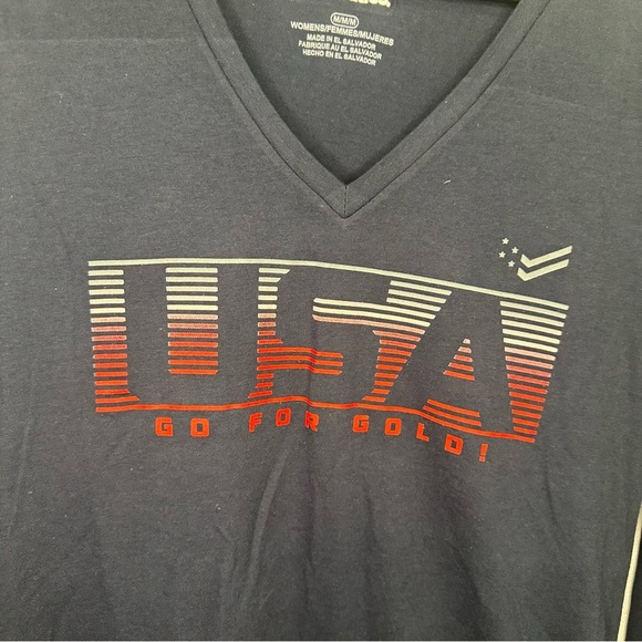 Fanatics USA “Go for Gold” Navy Long Sleeve V-Neck – Size Medium - Picture 2 of 4